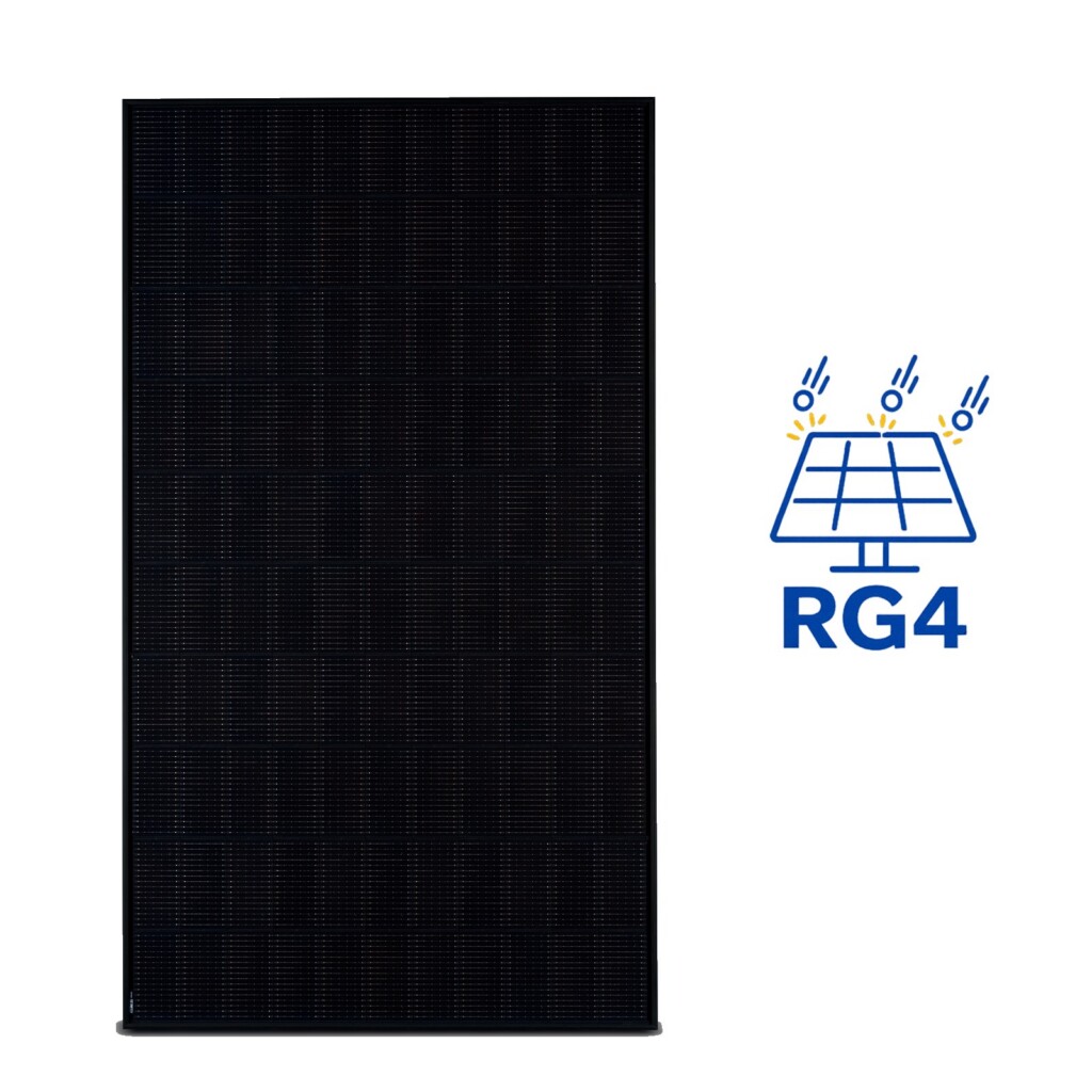 Module photovoltaique TARKA L 110R 510 W VSMP fond noir avec picto RG4 sur fond blanc